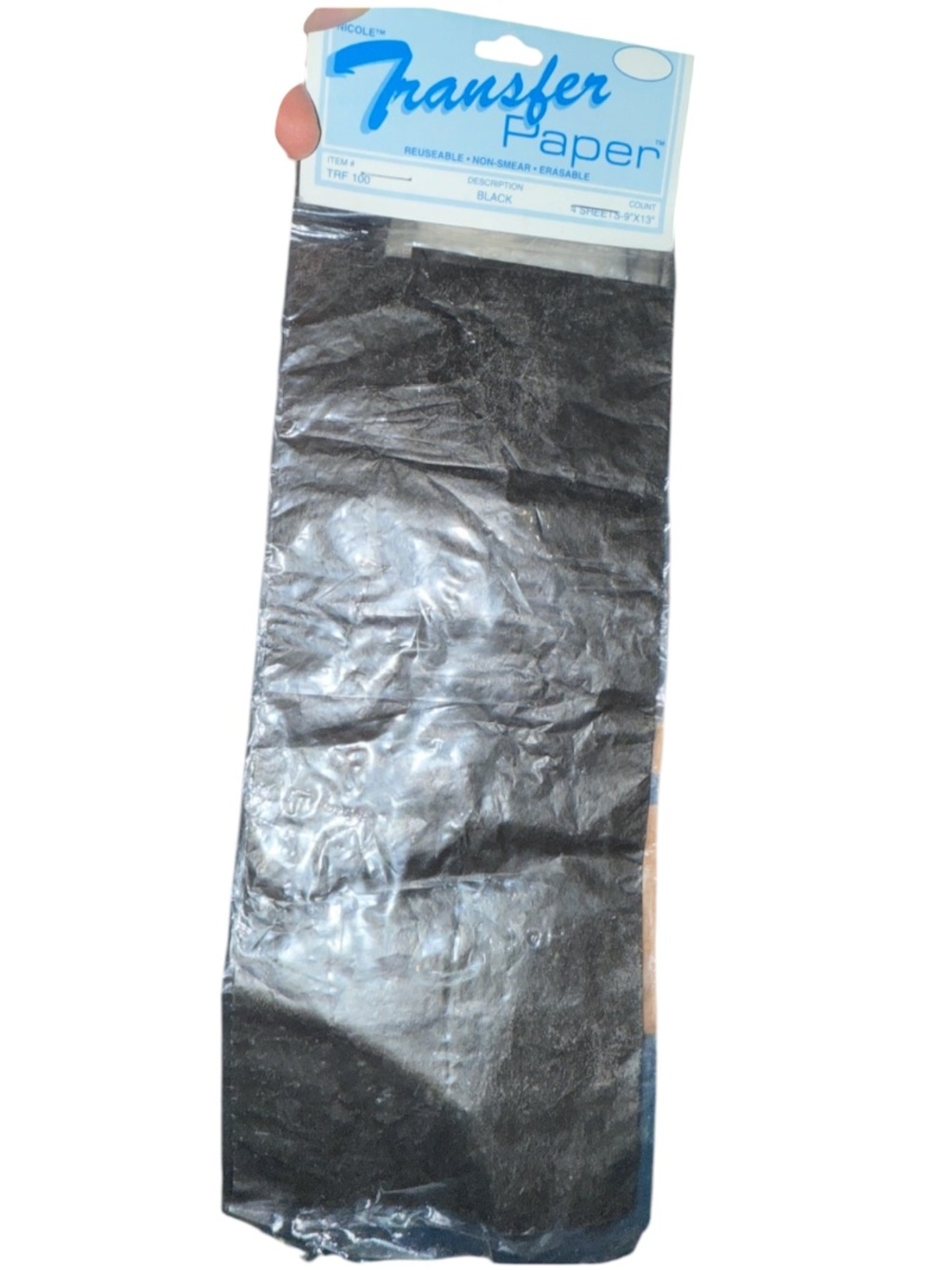Nicole black transfer paper measuring 9 by 13 inches with 4 sheets included